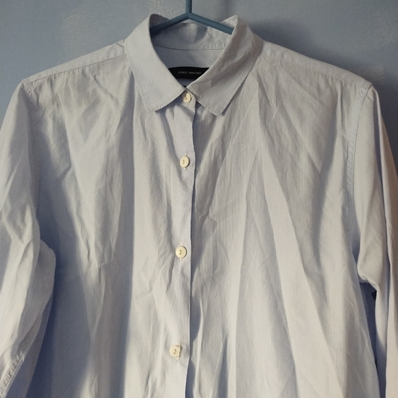 Isabel Marant Blue White Cotton Poplin Striped Shirt 40 L - Picture 4 of 8